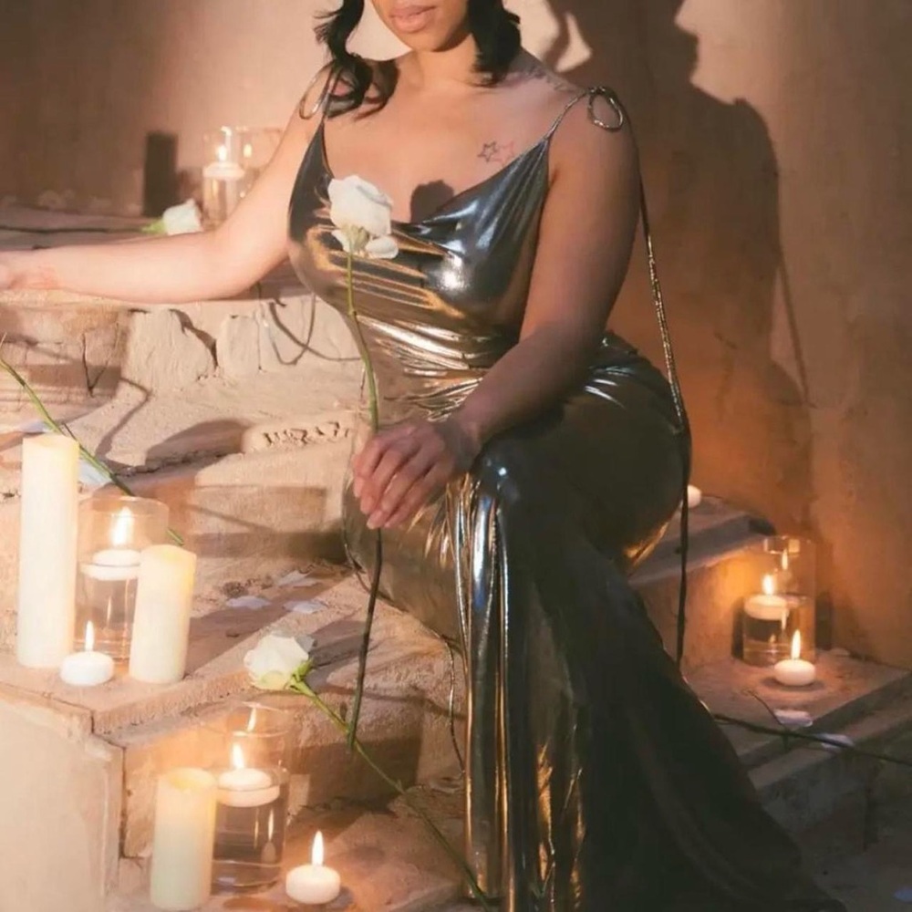 gold backless gown